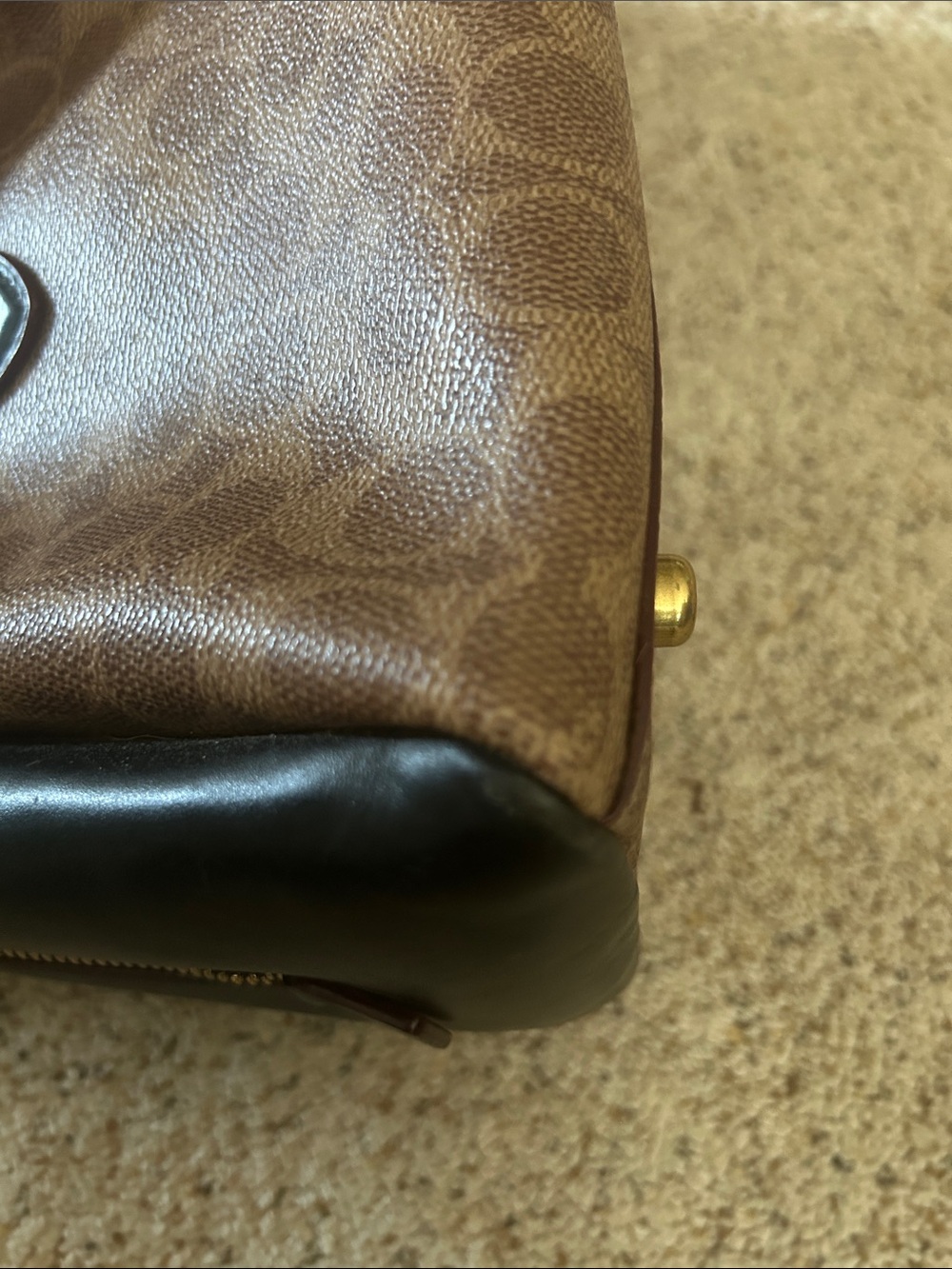 Coach Lora Color-block Tan/Rust Leather Signature Logo Carryall Tote Bag Purse 👜 - Picture 16 of 16